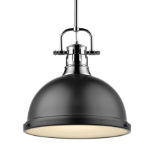 Golden 3604-L CH-BLK - Yep by Golden Lighting Duncan 1-light 14in Rod Hung Pendant in Chrome and Matte Black shade